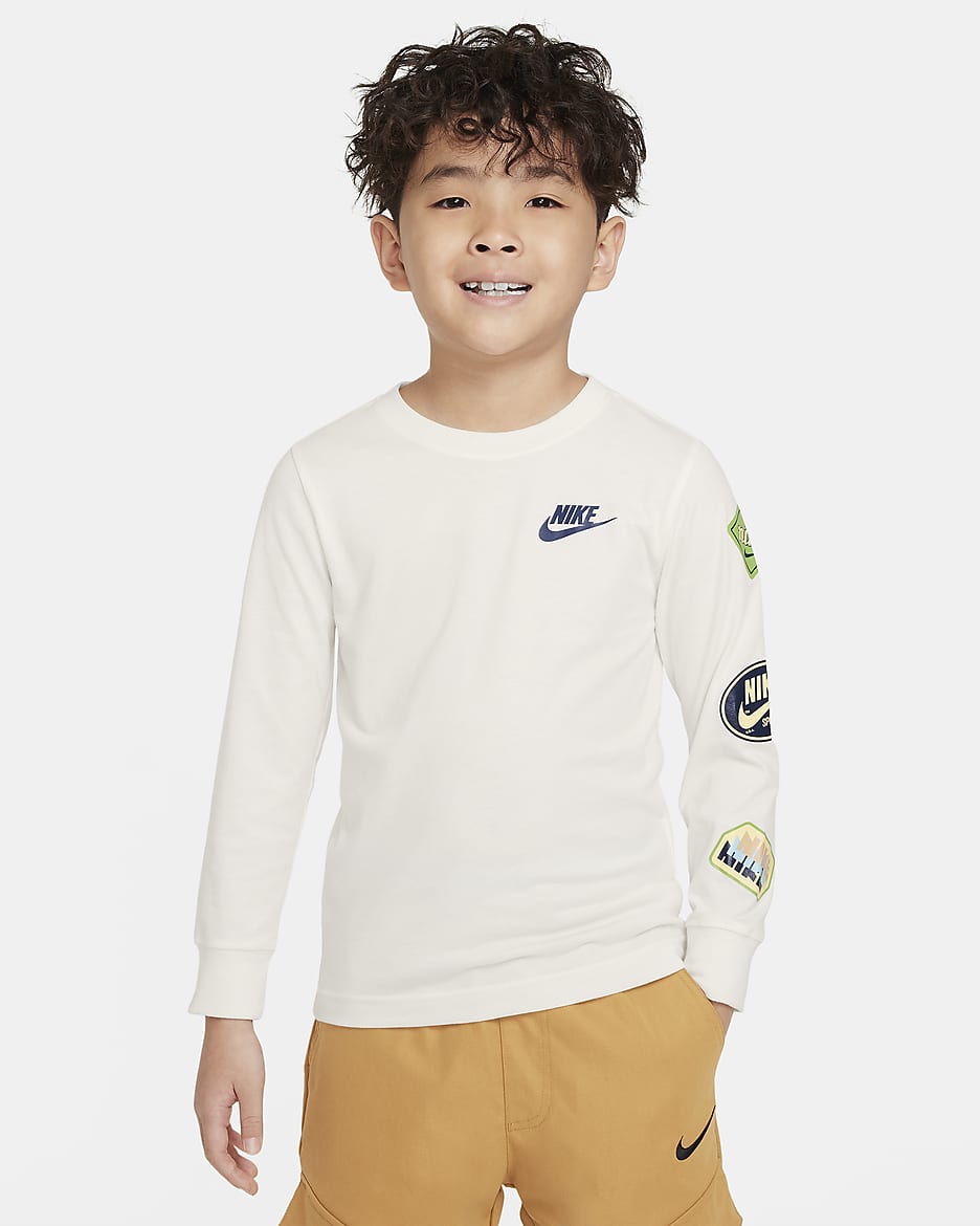 ナイキ レトロ ステッカー リトルキッズ ロングスリーブ グラフィック Tシャツ - セイル