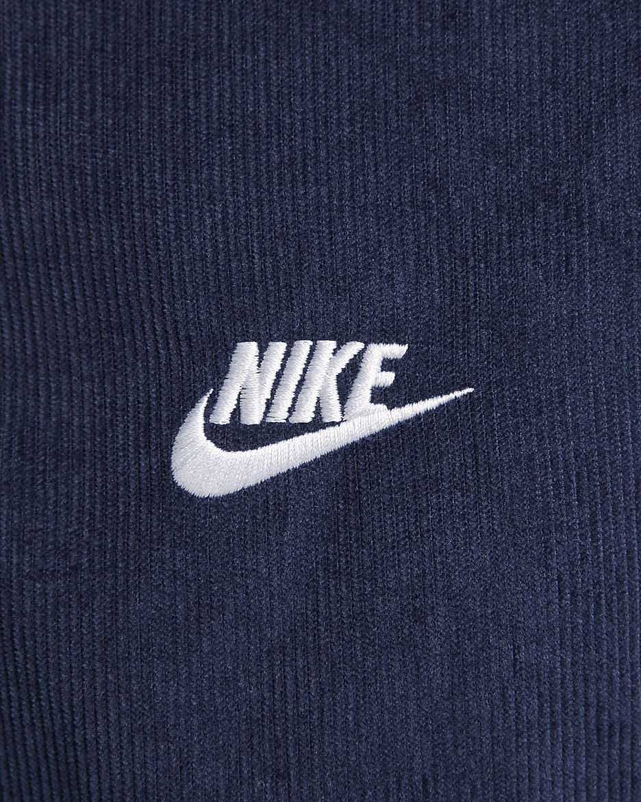 Nike Sportswear Club Men's Corduroy Harrington Jacket - Midnight Navy/White