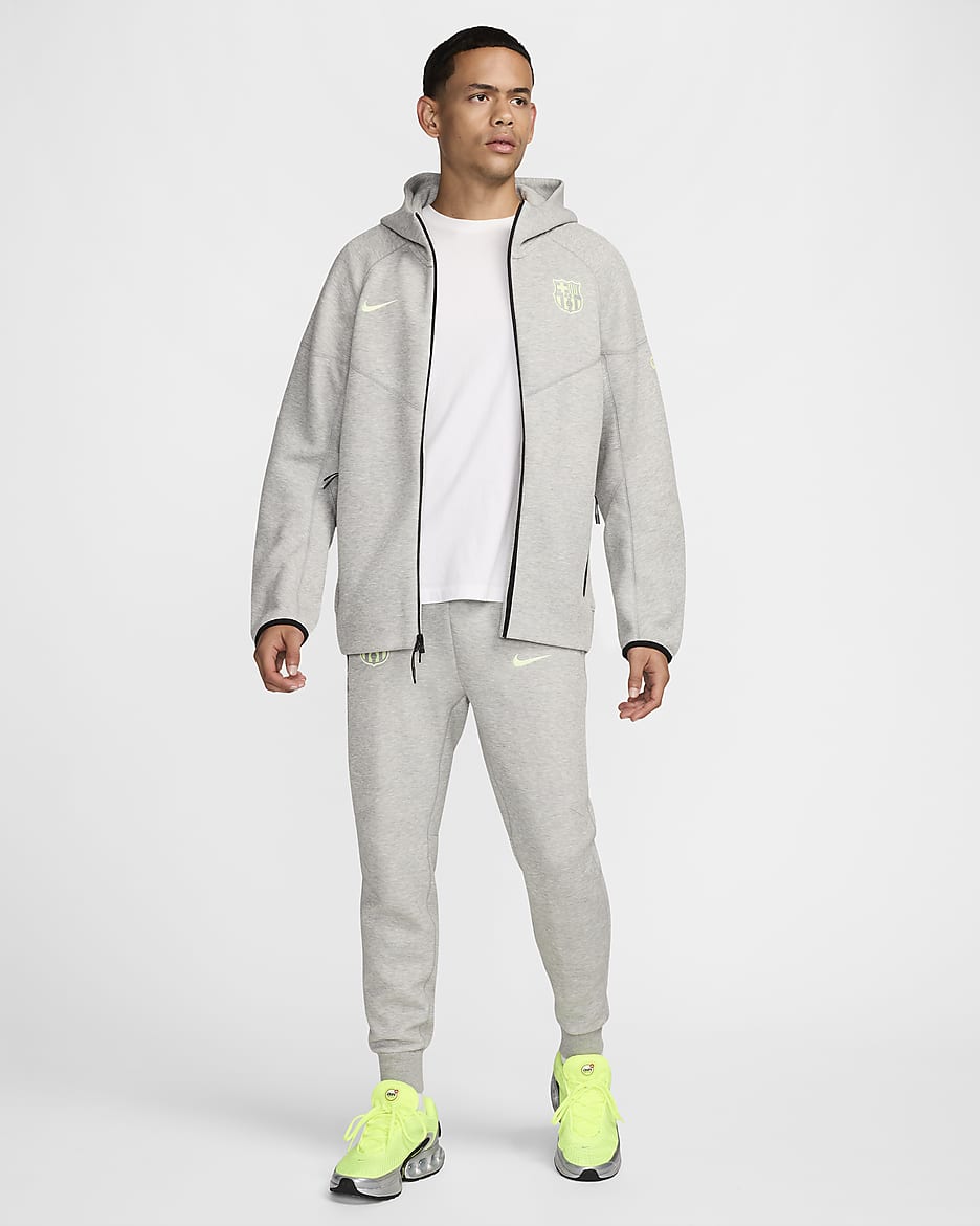 F.C. Barcelona Tech Fleece Men's Nike Football Joggers - Dark Grey Heather/Barely Volt