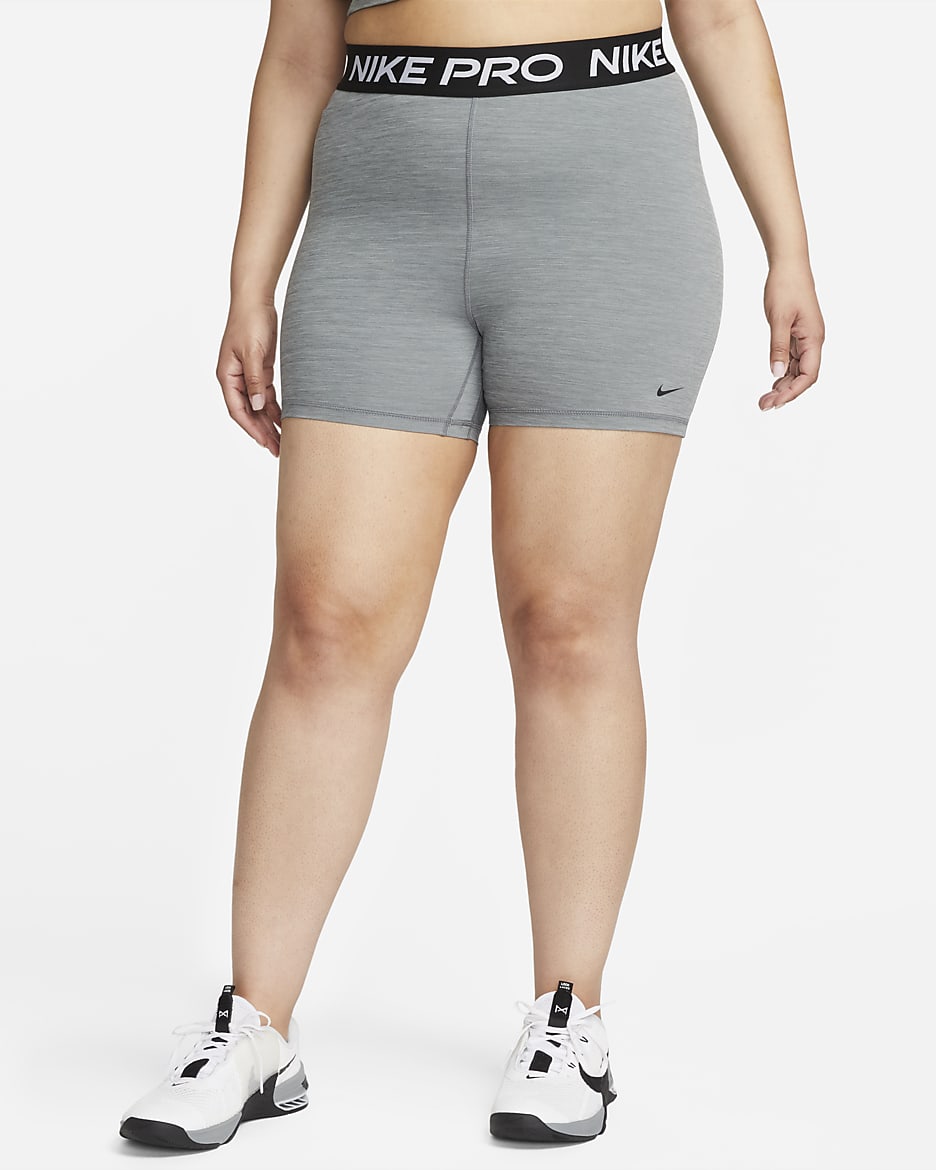 Nike Pro 365 Women's 5" Shorts (Plus Size) - Smoke Grey/Heather/Black/Black