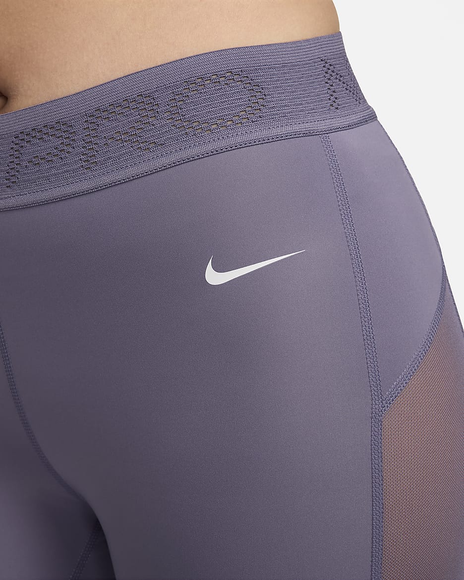 Nike Pro Women's Mid-Rise 7/8 Mesh-Panelled Leggings - Daybreak/White