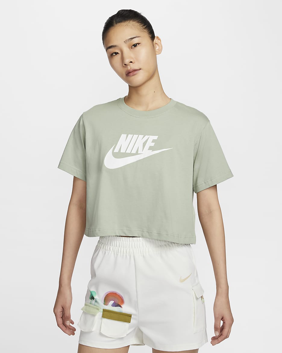Nike Sportswear Essential 女款短版 T 恤 - Jade Horizon/白色