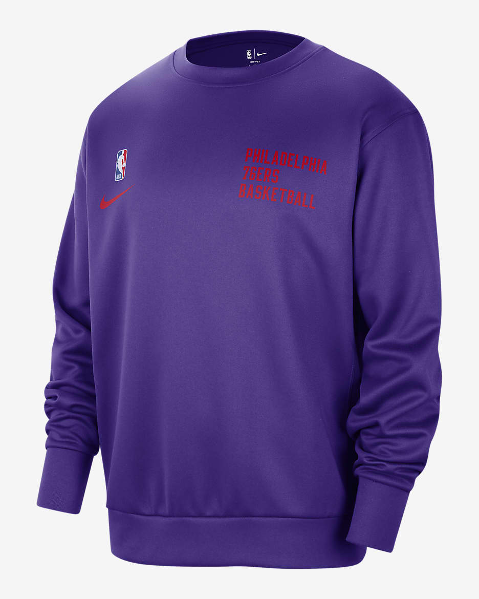 Philadelphia 76ers Spotlight Men's Nike Dri-FIT NBA Crew-Neck Sweatshirt - Rush Blue/University Red