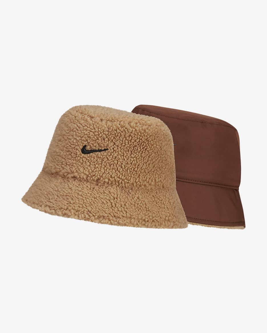 Nike Sportswear Reversible Fleece Bucket Hat - Dark Driftwood/Cacao Wow/Black