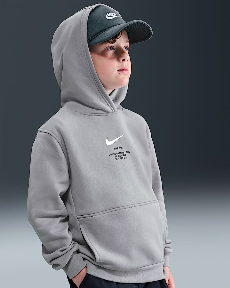 Sweat à capuche Nike Sportswear Club Fleece pour Garçon plus âgé - Light Smoke Grey/Blanc