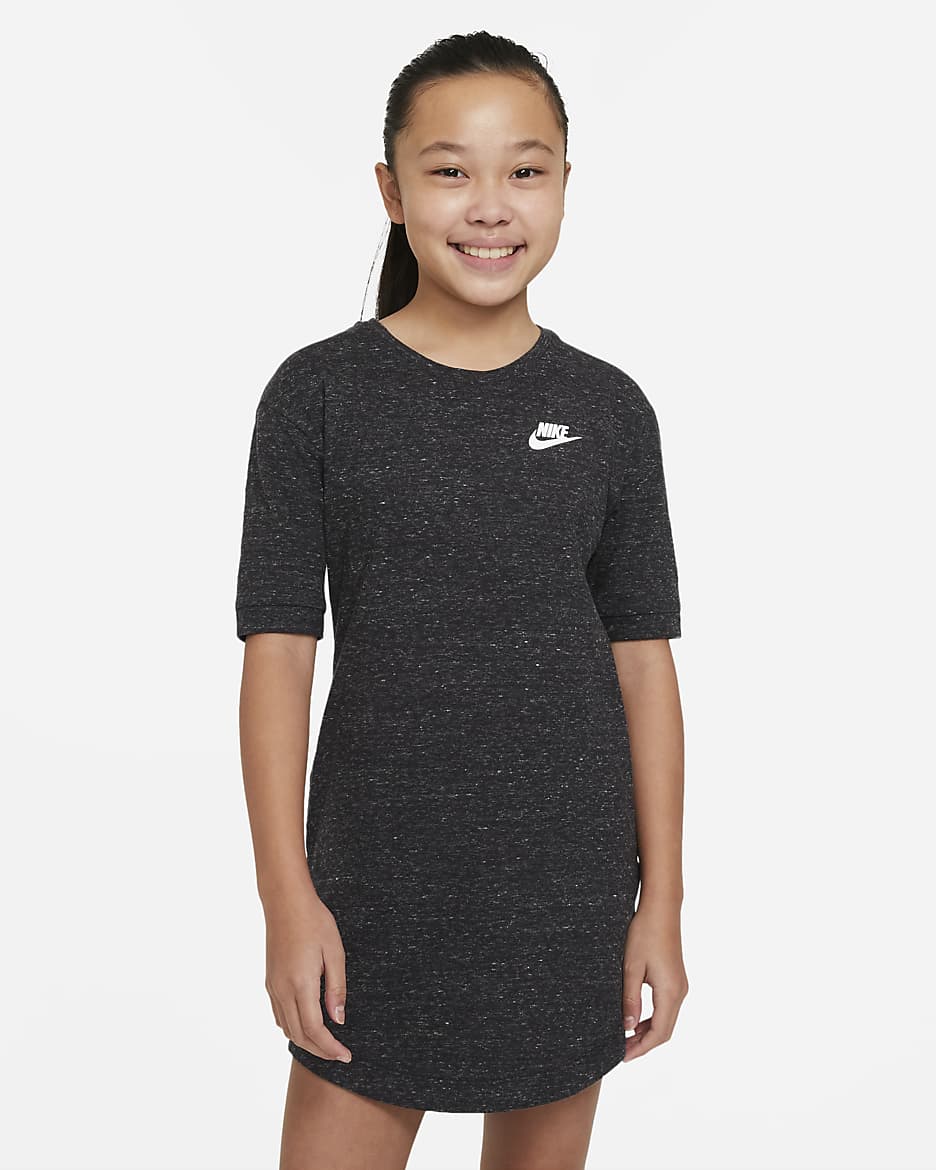 Nike Sportswear Big Kids' (Girls') Jersey Dress - Black Heather/White