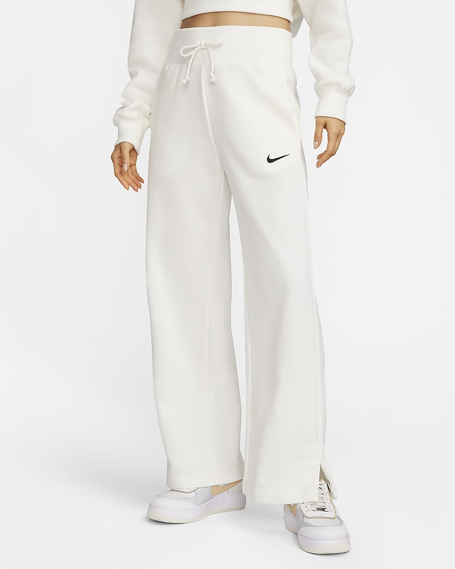 Nike Sportswear Phoenix Fleece Women's High-Waisted Wide-Leg French Terry Tracksuit Bottoms - Sail/Black