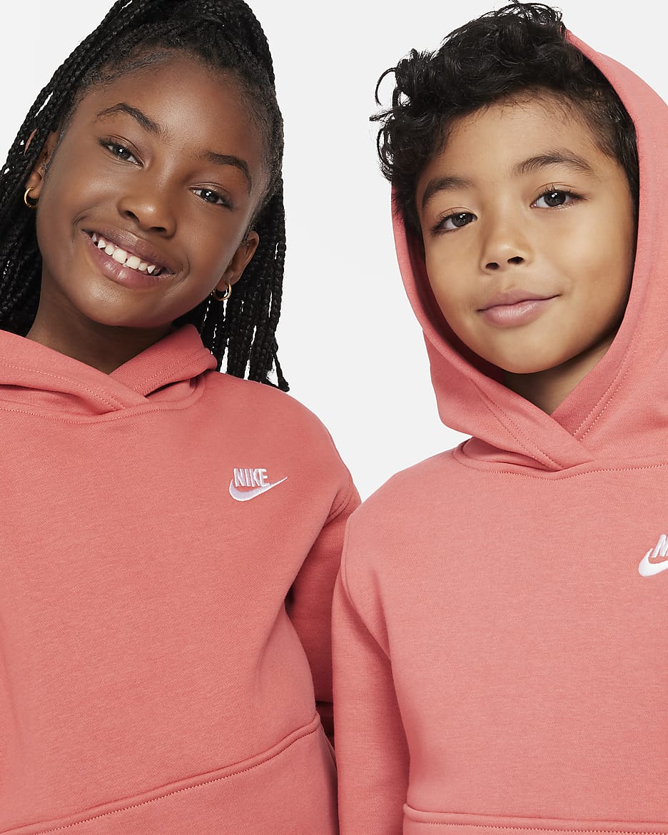 Nike Sportswear Club Fleece Big Kids' Pullover Hoodie - Adobe/White