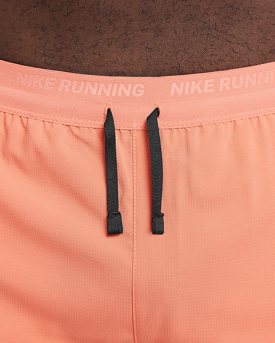 Nike Stride Men's Dri-FIT 13cm (approx.) Hybrid Running Shorts - Light Wild Mango/Vintage Coral/Black