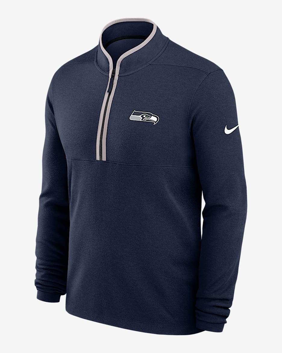 Seattle Seahawks Logo Victory Men's Nike Dri-FIT NFL 1/2-Zip Long-Sleeve Top - Navy