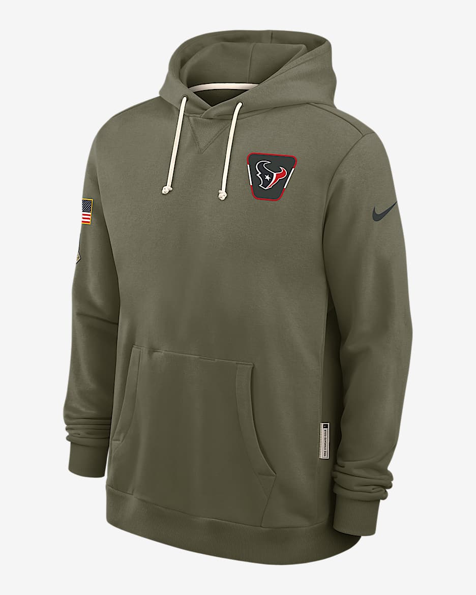 Houston Texans Salute to Service Sideline Dominant Force Men's Nike Dri-FIT NFL Pullover Hoodie - Olive