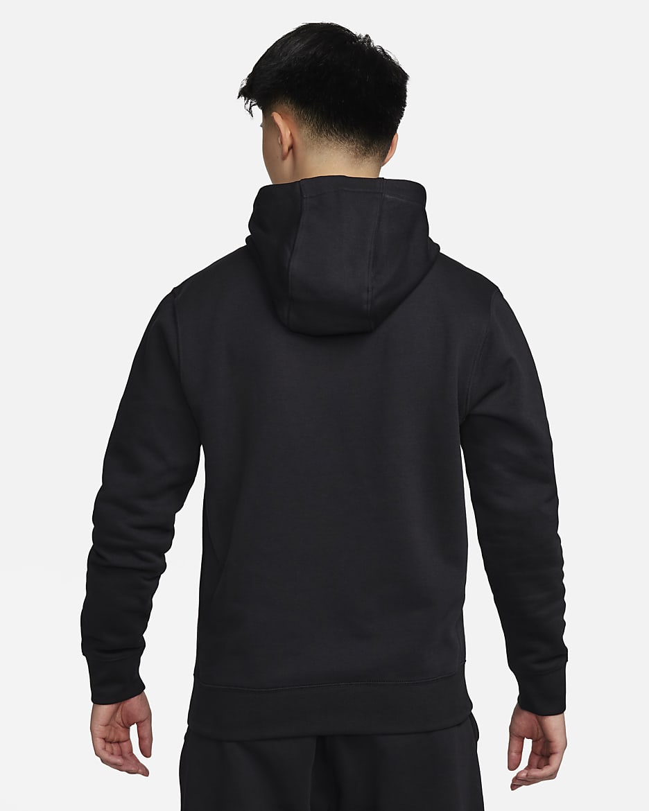 Nike Club Fleece Men's Pullover Hoodie - Black/Safety Orange