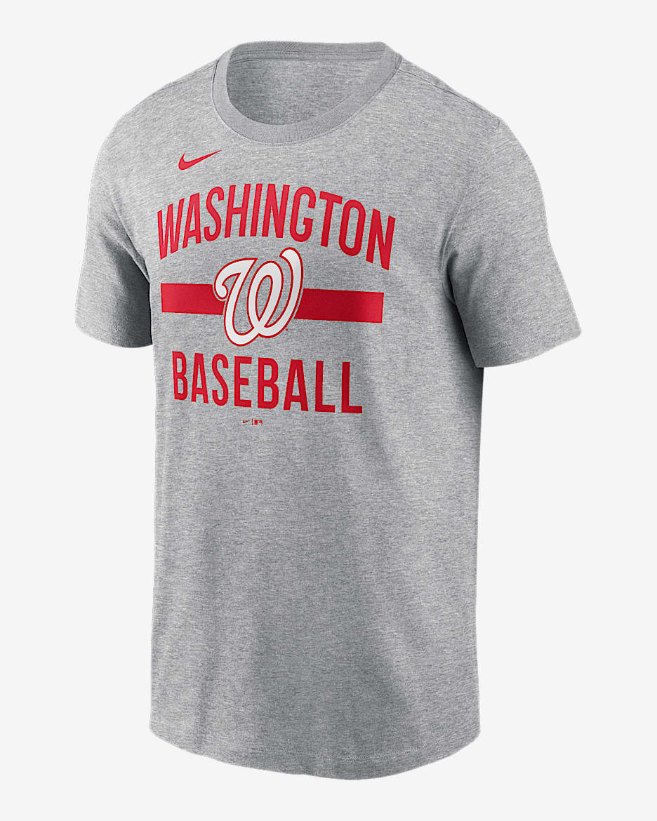 Playera Nike de la MLB para hombre Washington Nationals Arched - Gris oscuro jaspeado