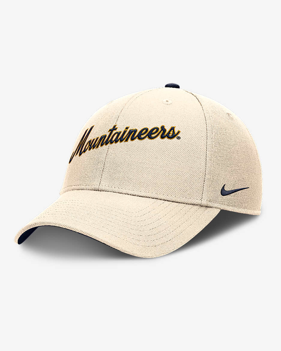 West Virginia Mountaineers Primetime Rise Men's Nike College Adjustable Hat - Natural