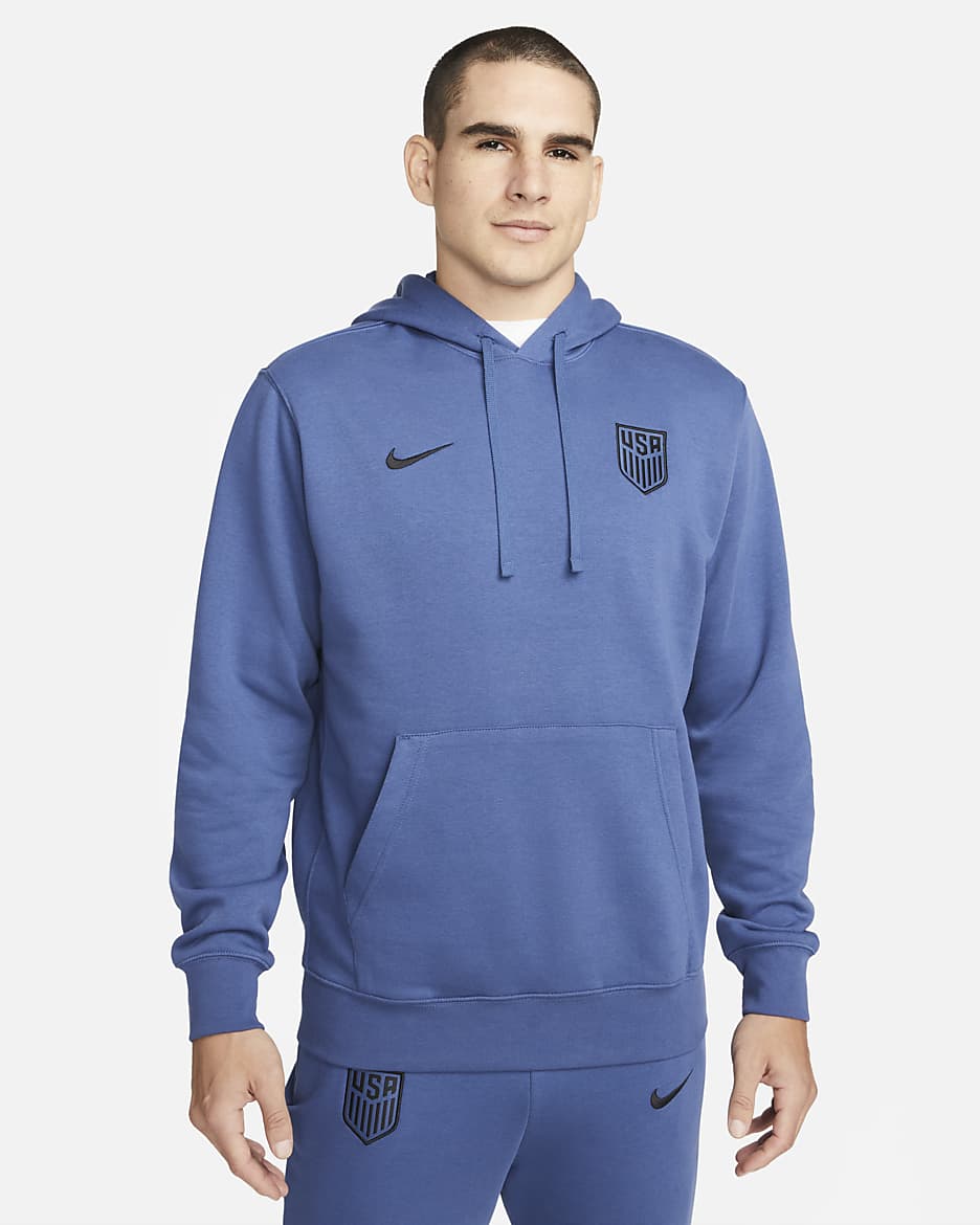 U.S. Club Fleece Men's Pullover Soccer Hoodie - Mystic Navy/Black