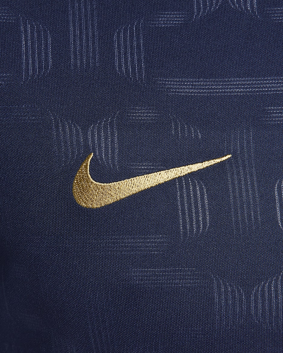 FC Barcelona Academy Pro Home Nike Dri-FIT-Pre-Match-fodboldtrøje med korte ærmer til mænd - Midnight Navy/Midnight Navy/Club Gold