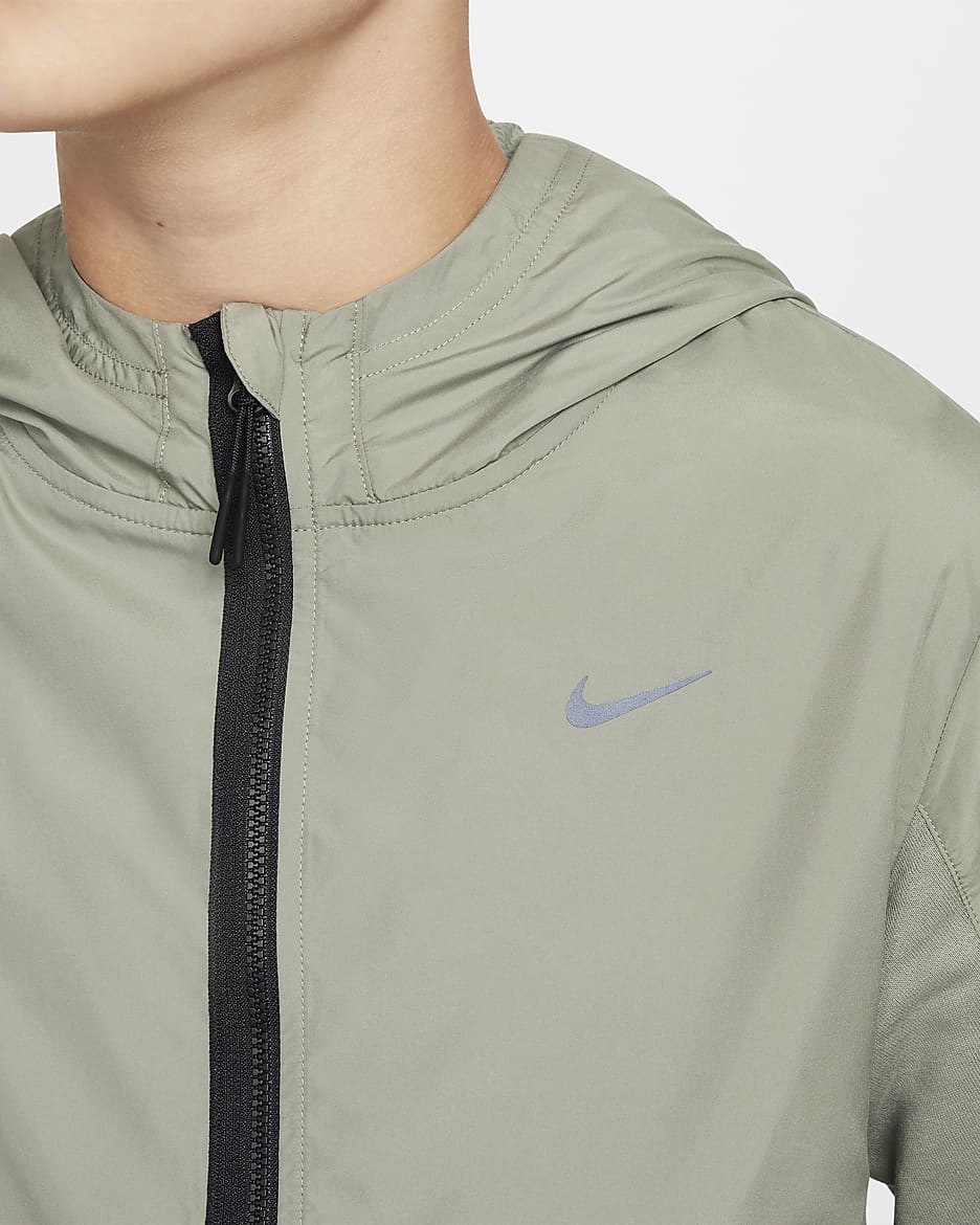 Dzianinowa bluza z kapturem i zamkiem 1/2 dla dużych dzieci Nike Sportswear City Utility EasyOn - Dark Stucco/Czerń