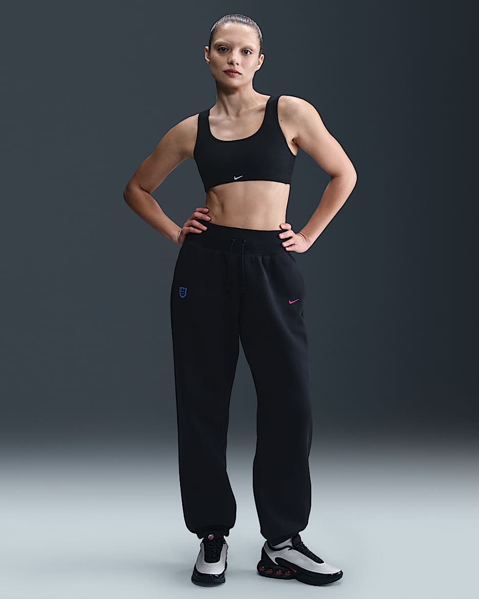 England Phoenix Fleece Women's Nike Football High-Waisted Oversized Pants - Black/Black/Vivid Purple