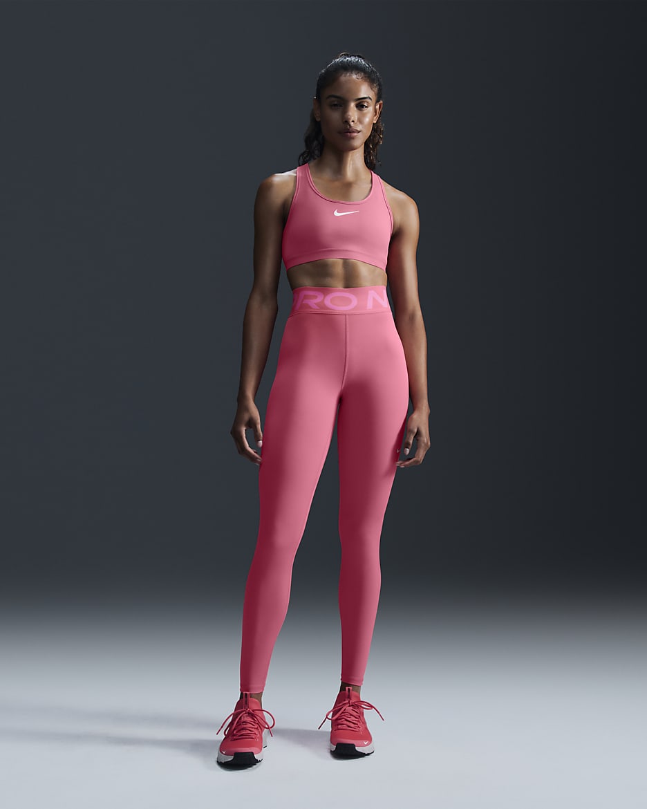 Damskie legginsy o pełnej długości z wysokim stanem Nike Pro Sculpt - Aster Pink/Biel