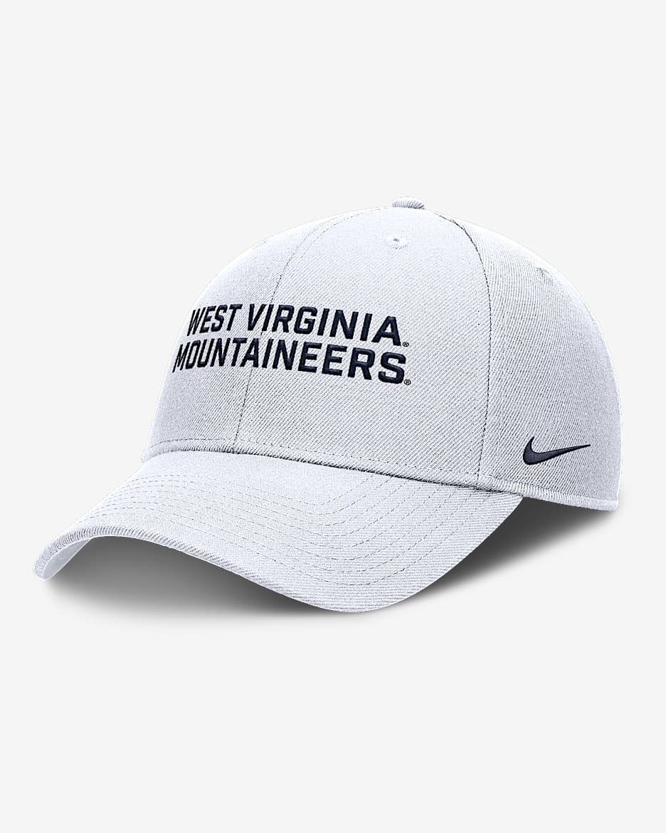 West Virginia Sideline Rise Practice Men's Nike College Adjustable Hat - White
