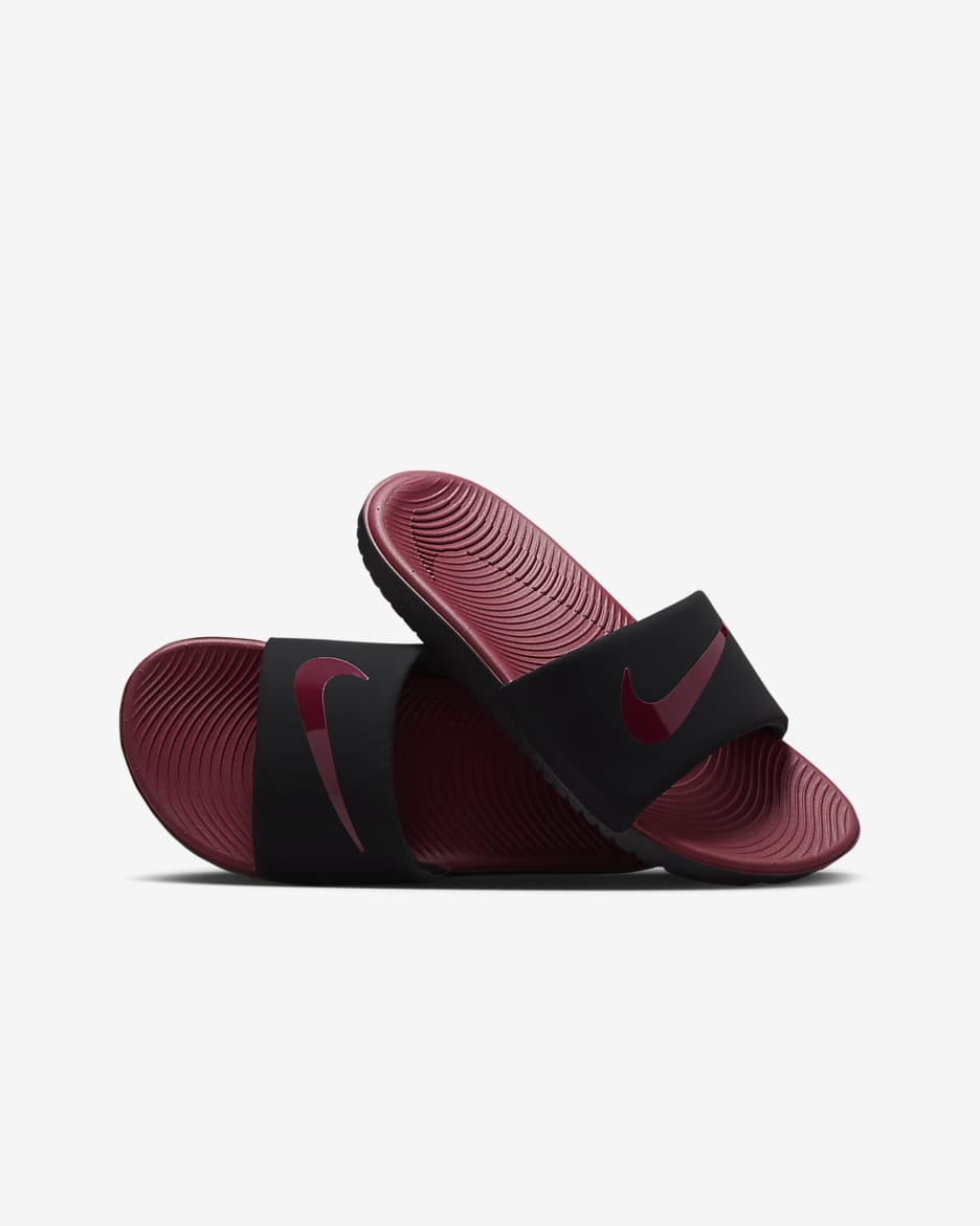 Claquette Nike Kawa pour enfant/ado - Noir/Team Red