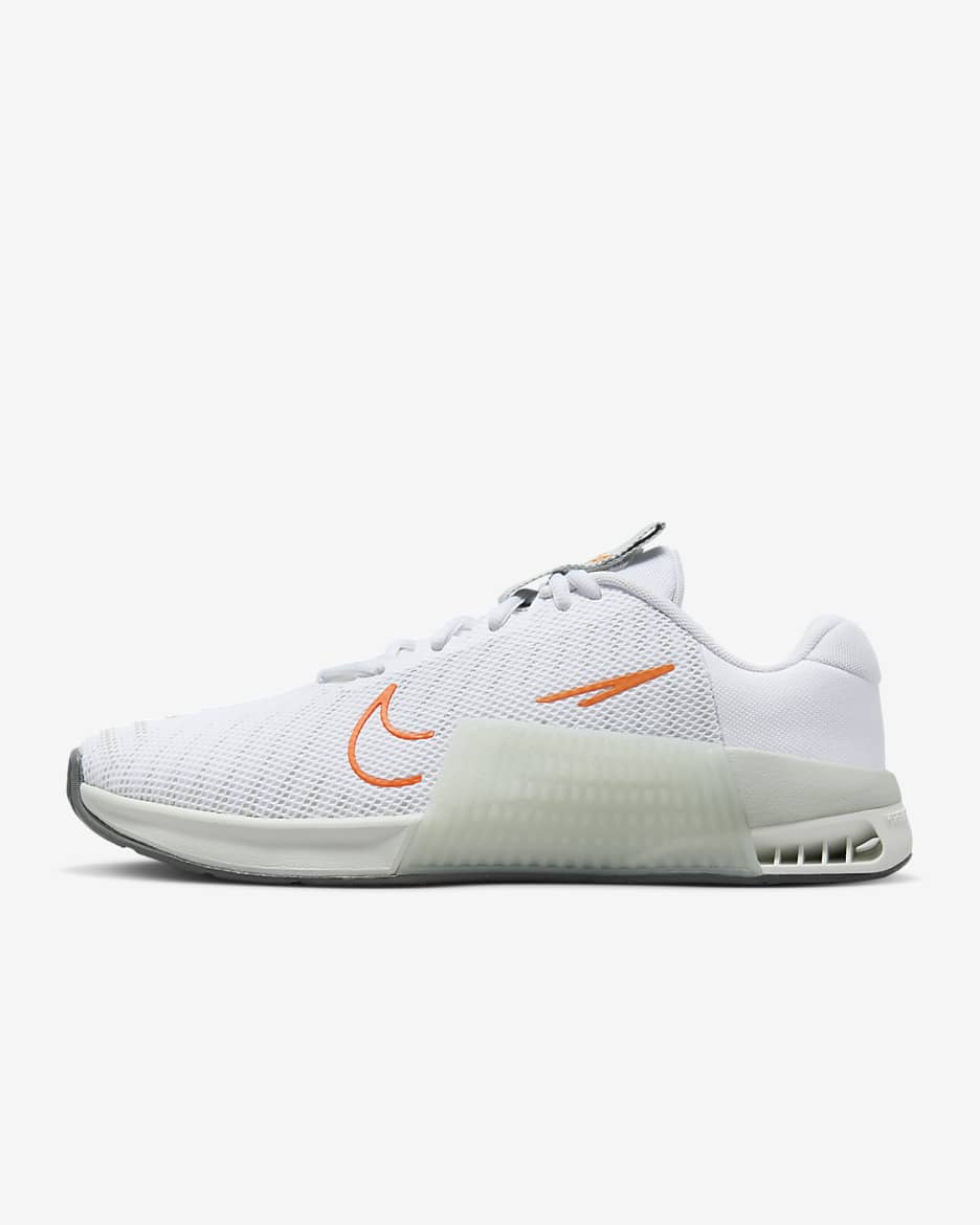 Tenis de entrenamiento para hombre Nike Metcon 9 - Blanco/Plata claro/Mandarina brillante/Blanco