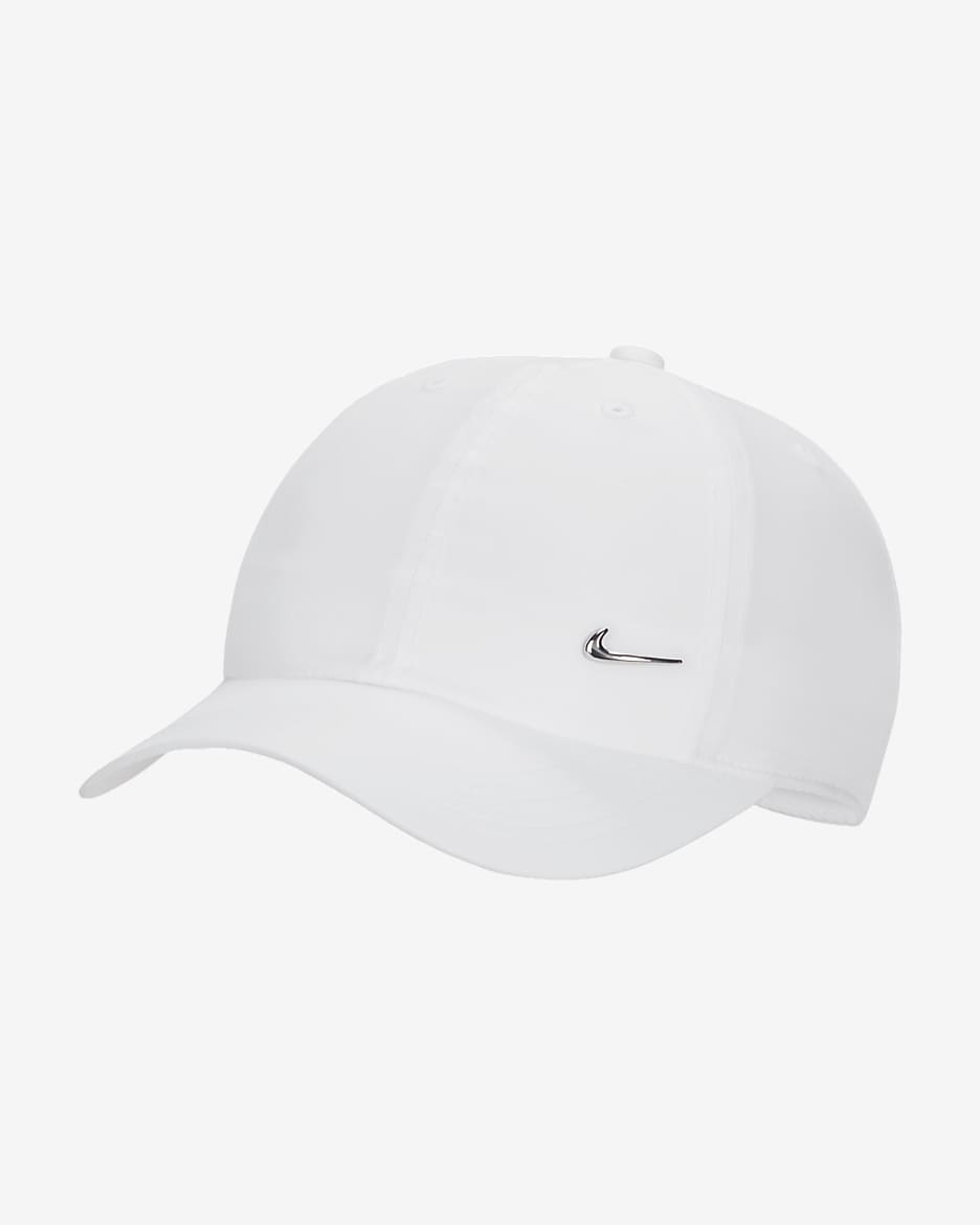 Nike Dri-FIT Club-Swoosh-kasket i metal til børn - hvid