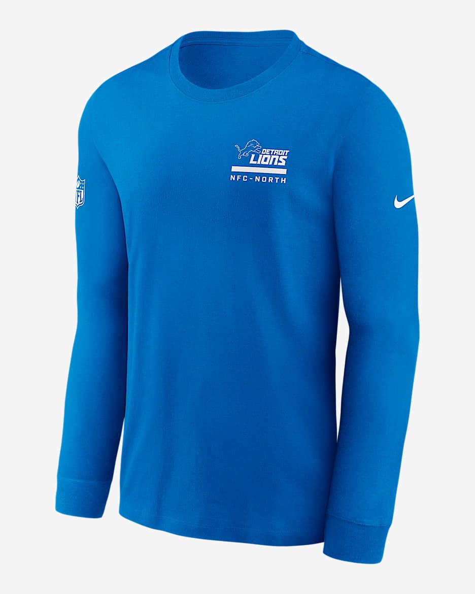 Detroit Lions Sideline Team Issue Men's Nike Dri-FIT NFL Long-Sleeve T-Shirt - Blue