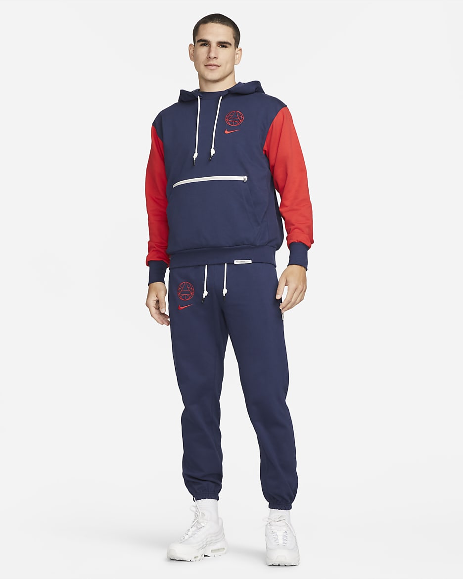 Paris Saint-Germain Standard Issue Men's Nike Soccer Pullover Hoodie - Midnight Navy/University Red/University Red