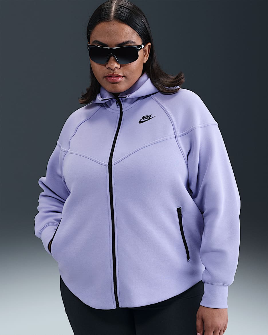 Nike Sportswear Tech Fleece Windrunner Women's Full-Zip Hoodie (Plus Size) - Lilac Ice/Black