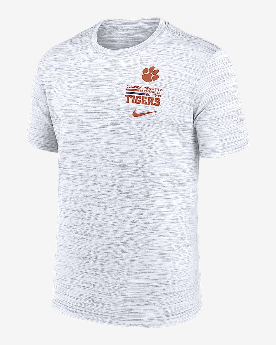 Clemson Campus Chest Stack Velocity Men's Nike Dri-FIT College T-Shirt - White
