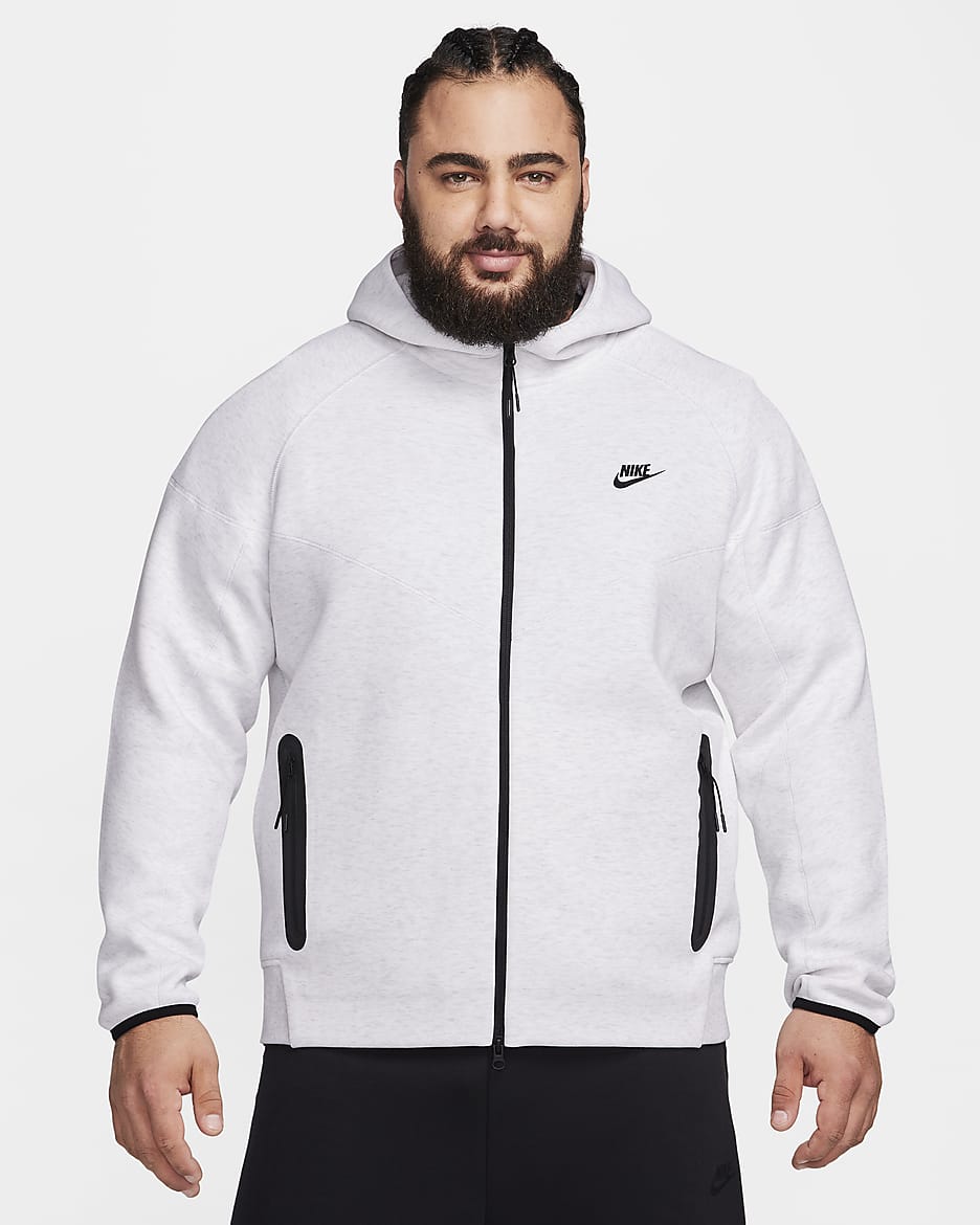 Huvtröja med hel dragkedja Nike Sportswear Tech Fleece Windrunner för män - Birch Heather/Svart