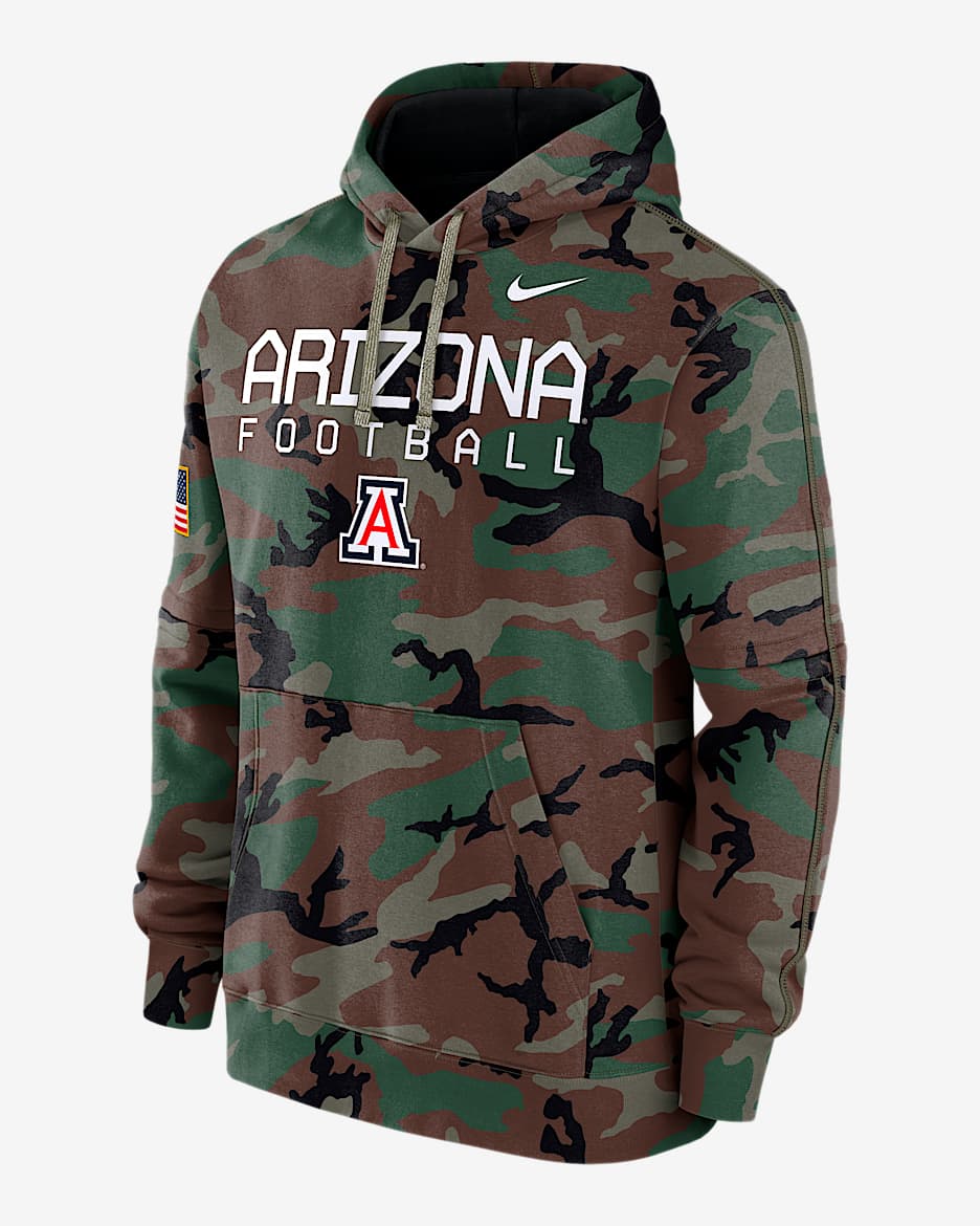 Sudadera con gorro sin cierre Nike universitaria para hombre Arizona Wildcats Military Appreciation Club - Verde camuflaje