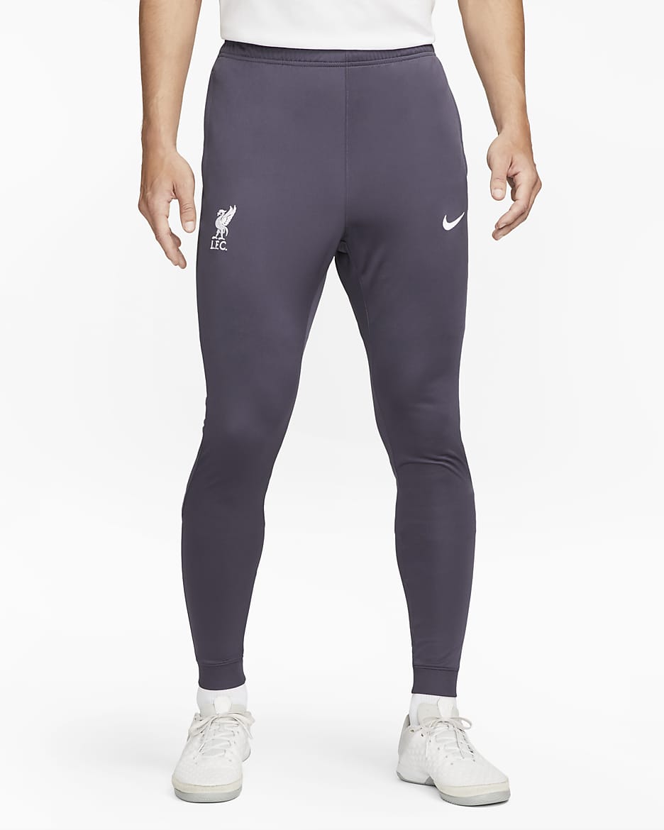 Pants de entrenamiento de fútbol de tejido Knit Nike Dri-FIT para hombre Liverpool FC Strike Alternativa - Parrilla/Blanco