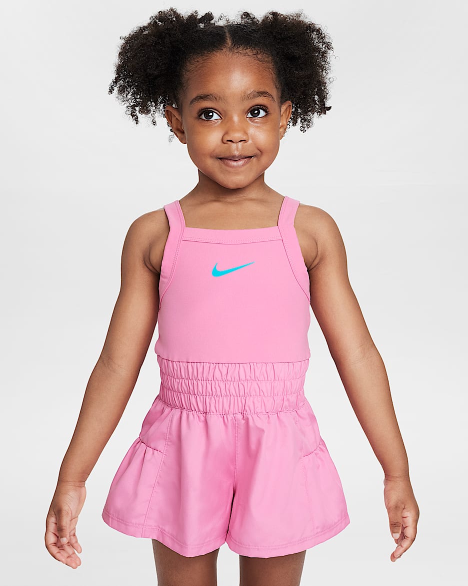 Nike Dri-FIT Sunny Swoosh Toddler Runsie Romper - Magic Flamingo