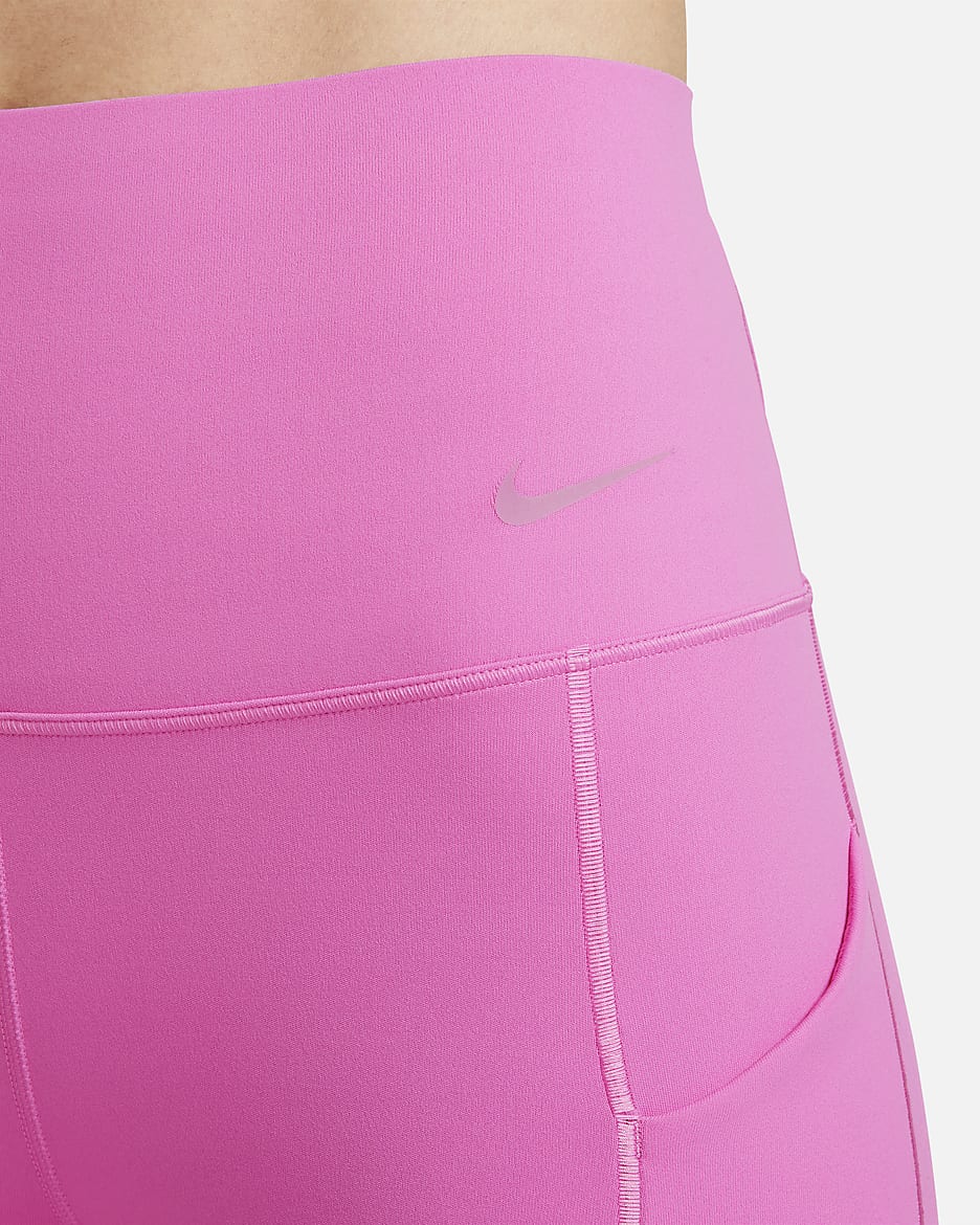 Nike Universa Women's Medium-Support High-Waisted 7/8 Leggings with Pockets - Playful Pink/Black