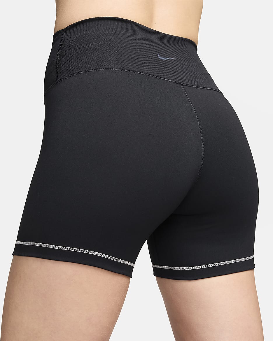 Cykelshorts Nike One Rib med hög midja 12,5 cm för kvinnor - Svart/Cool Grey