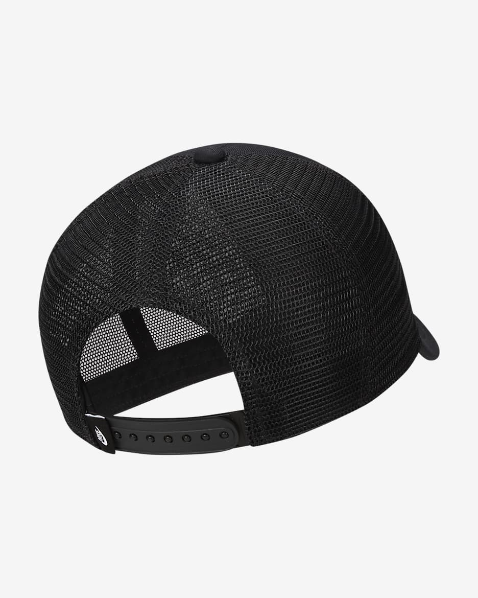 Gorra de rejilla con estructura para niños Nike Rise - Negro/Negro/Blanco