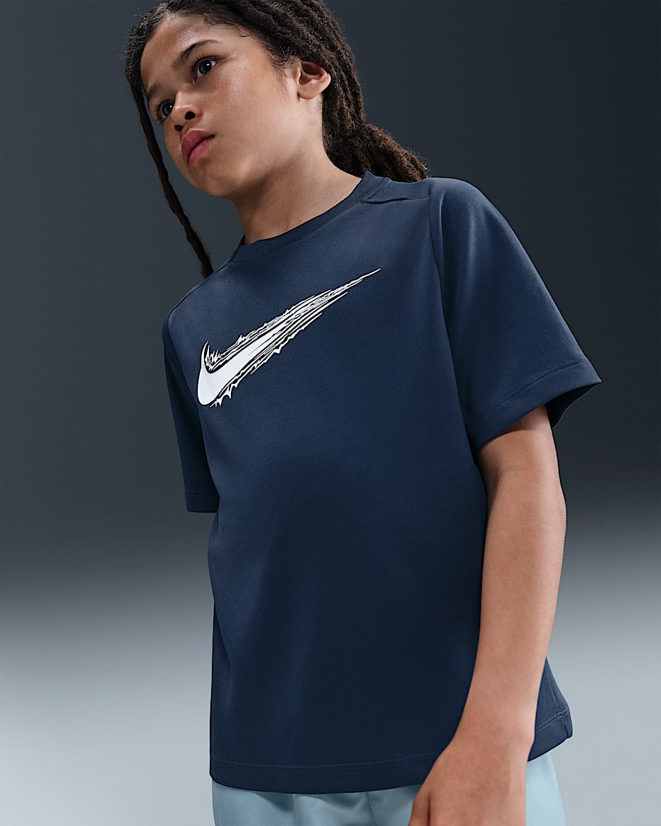 Nike Multi Big Kids' (Boys') Dri-FIT Short-Sleeve Top - Midnight Navy/White