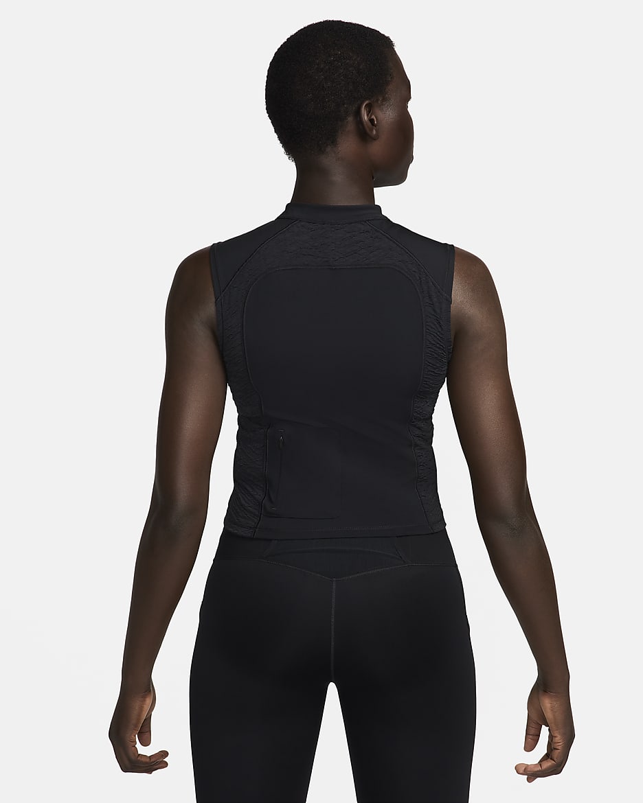 Débardeur de running à 1/4 de zip Dri-FIT Nike Trail pour femme - Noir/Noir/Dark Smoke Grey