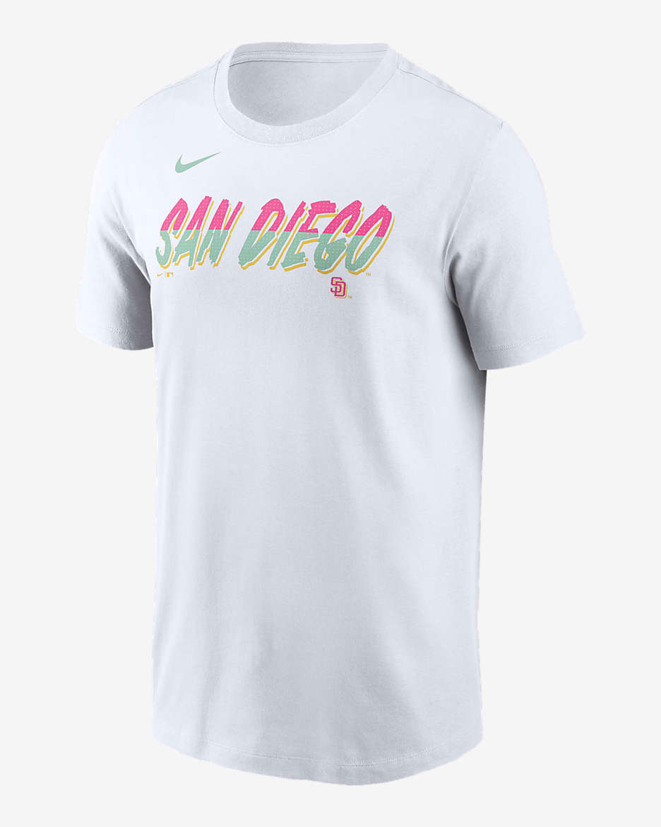 Playera Nike de la MLB para hombre San Diego Padres City Connect Wordmark - Blanco
