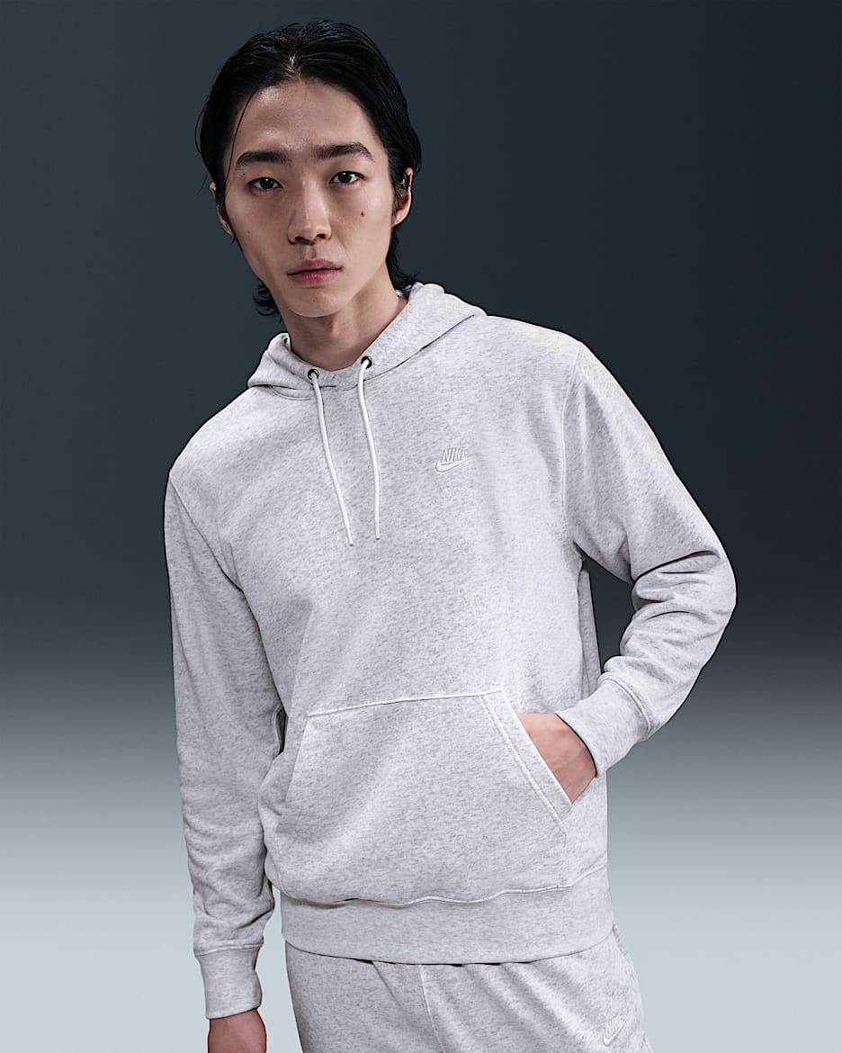 나이키 클럽 남성 프렌치 테리 풀오버 후디 - 버치 헤더/화이트/화이트