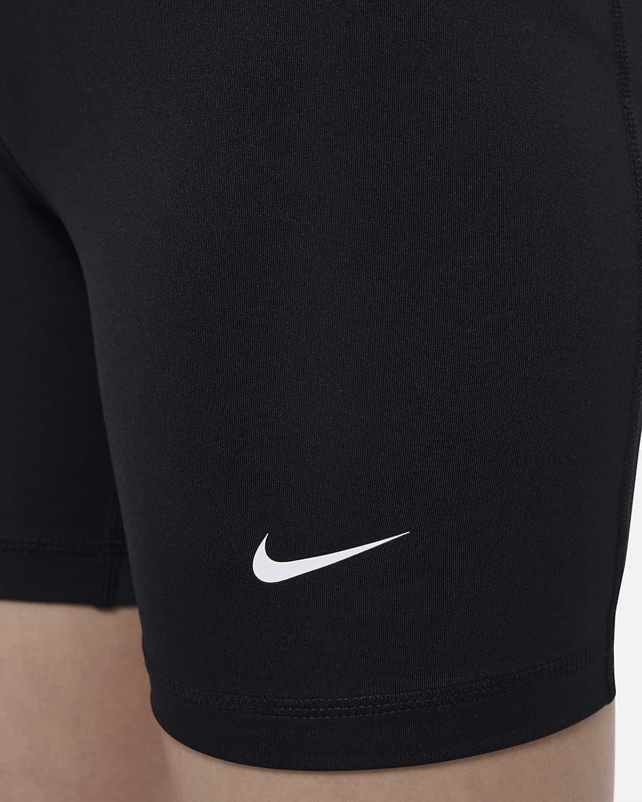 Nike Pro Dri-FIT 13 cm-es rövidnadrág nagyobb gyerekeknek (lányoknak) - Fekete/Fehér