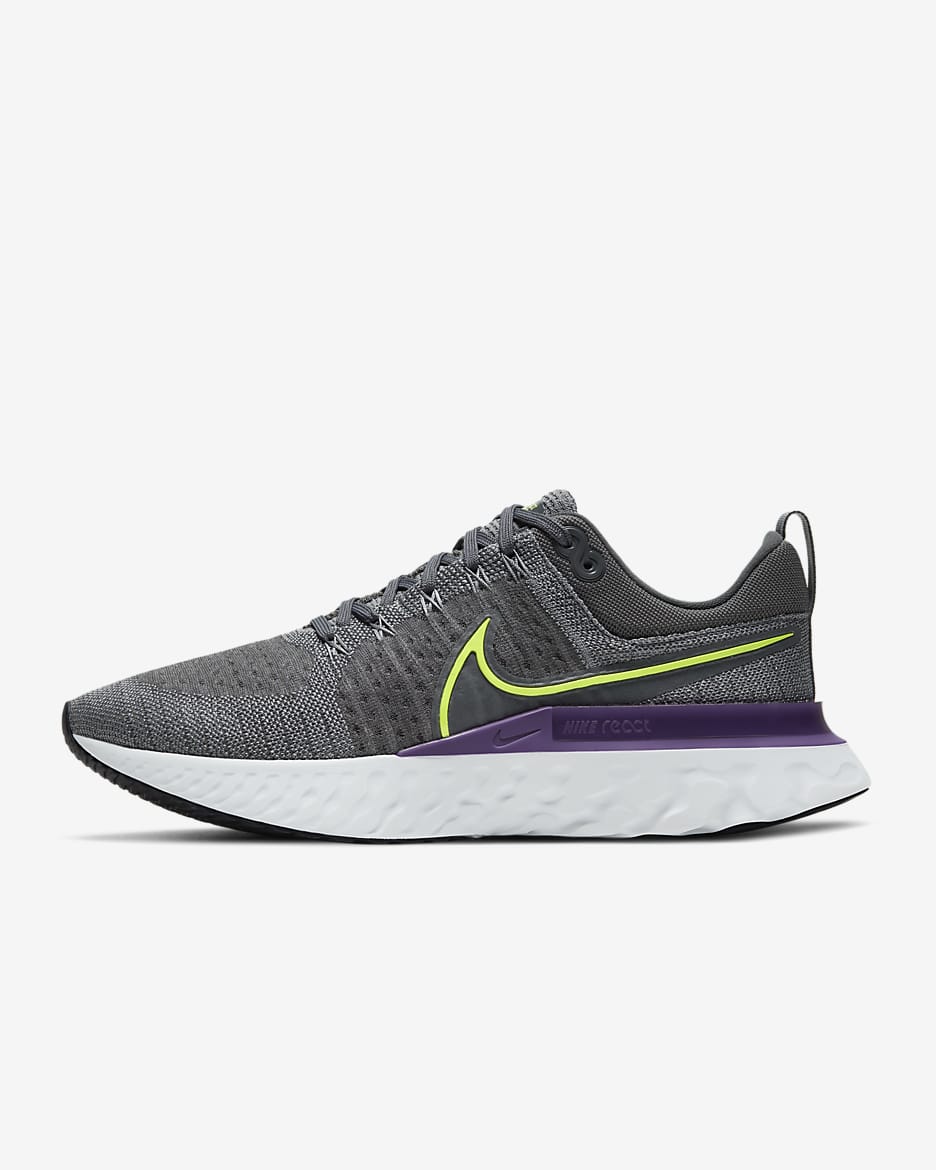 Nike React Infinity 2 Men's Road Running Shoes - Particle Grey/Iron Grey/Wild Berry/Volt