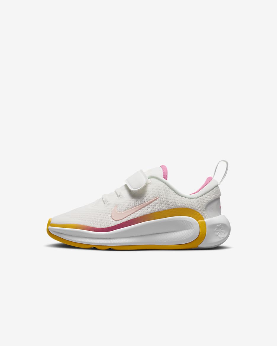 Tenis para niños de preescolar Nike Infinity Flow - Blanco cumbre/Rosa paleta/Oro universitario/Naranja ártico