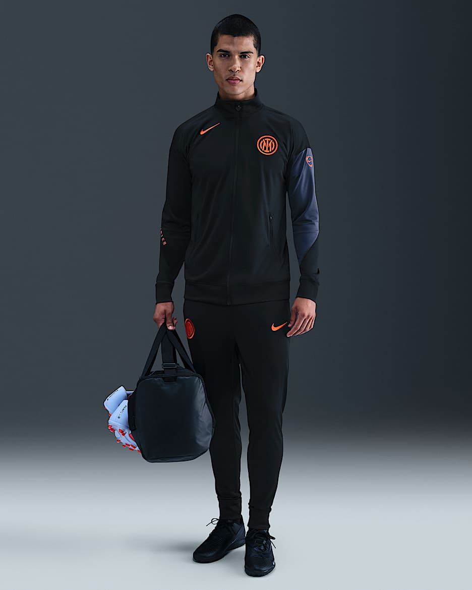 Inter Milan Strike Third Men's Nike Dri-FIT Total 90 Football Knit Tracksuit - Black/Black/Thunder Blue/Safety Orange