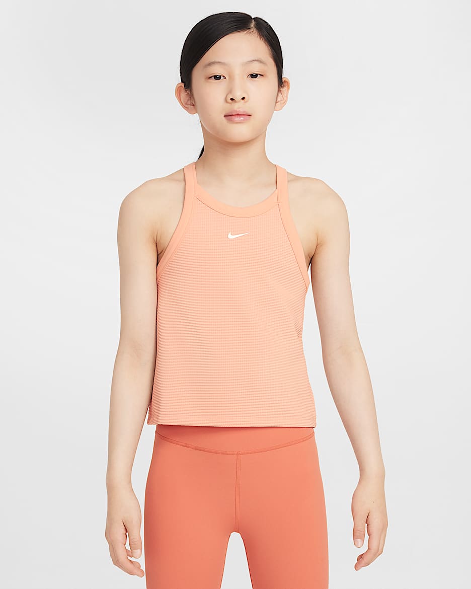 Nike Girls' High-Neck Tank Top - Apricot Agate/White