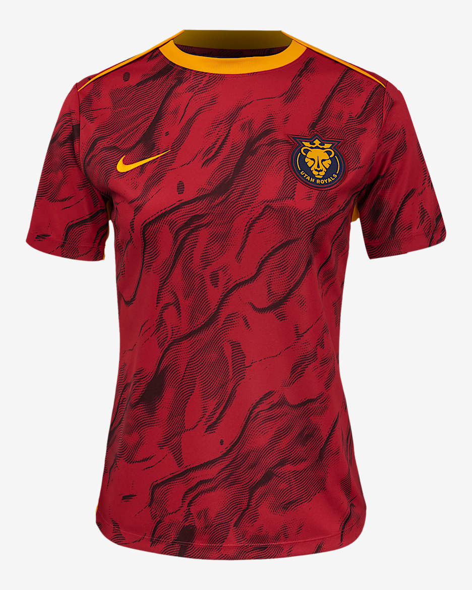 Playera de manga corta Nike de la NWSL para antes del partido para mujer Utah Royals FC 2025 - Burdeos enérgico