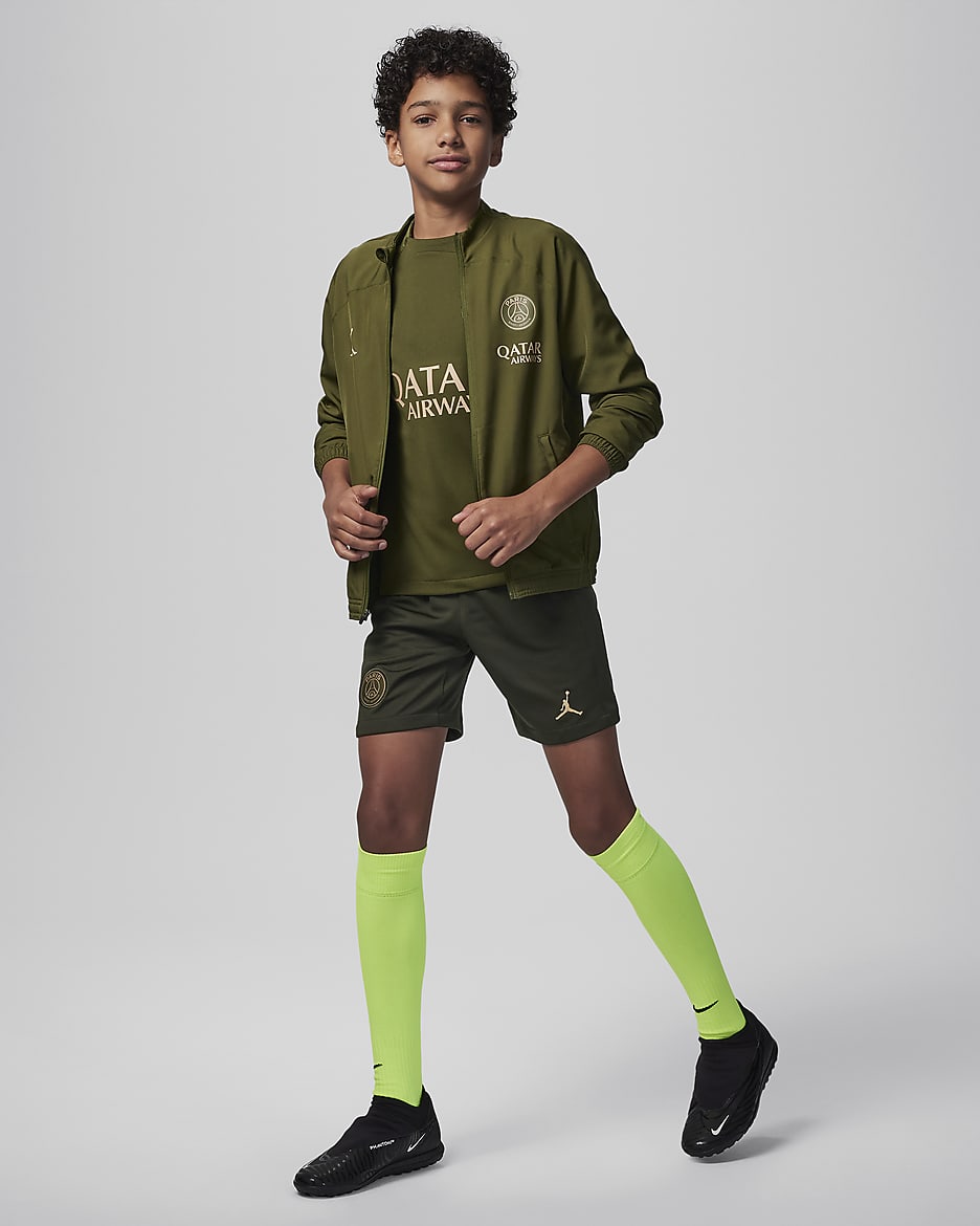 Quarta equipació París Saint-Germain 2023/2024 Pantalons curts de futbol de rèplica Nike Dri-FIT - Nen/a - Sequoia/Sequoia/Hemp