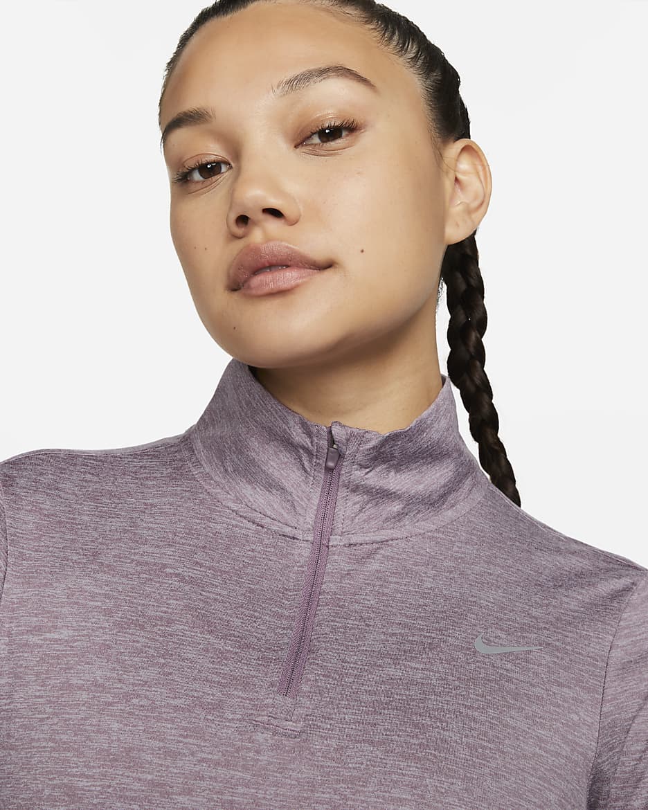 Nike Dri-FIT Swift UV Women's 1/4-Zip Running Top - Violet Dust/Pewter/Heather